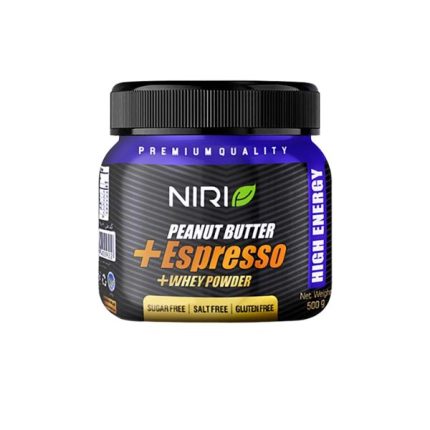 کره بادام زمینی با پروتئین آب پنیر و قهوه نیری 500 گرمی