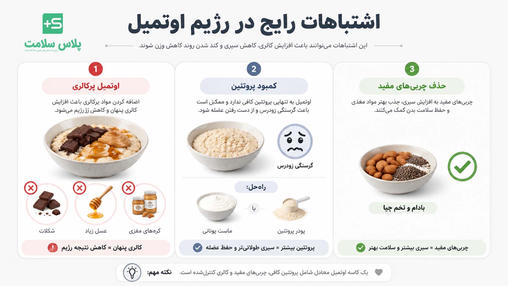 اشتباهات رایج در تهیه اوتمیل رژیمی